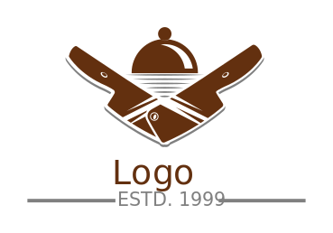 restaurant logo cloche with butcher knives