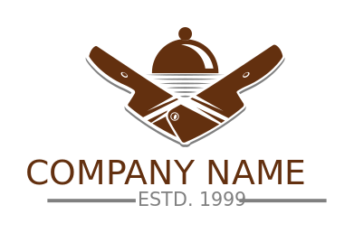 restaurant logo cloche with butcher knives