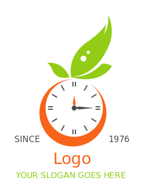 nutritionist logo orange shape clock with leaves