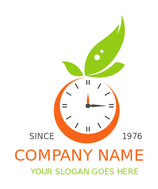 nutritionist logo orange shape clock with leaves