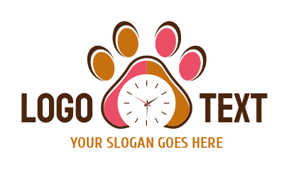 pet logo image clock inside paw