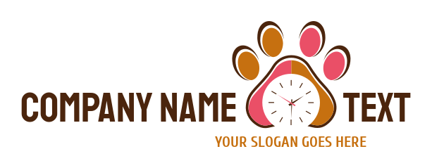 pet logo image clock inside paw