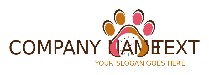 pet logo image clock inside paw