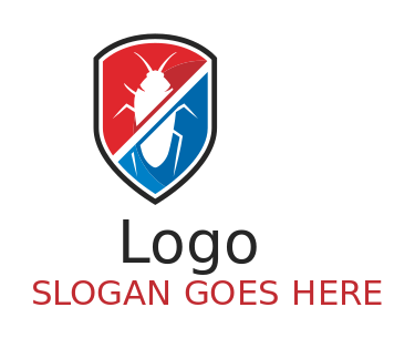 pest control logo symbol cockroach in shield