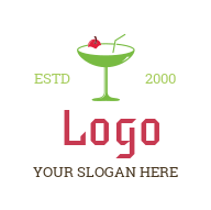 bar logo icon cocktail glass with cherry