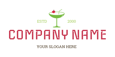 bar logo icon cocktail glass with cherry