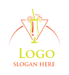 bar logo glass with umbrella and lemon