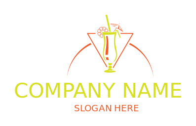bar logo glass with umbrella and lemon