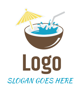 food logo icon coconut cocktail splashing