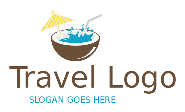 food logo icon coconut cocktail splashing