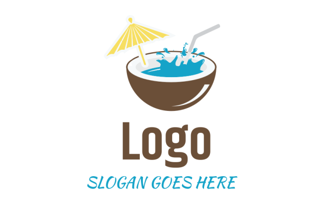 food logo icon coconut cocktail splashing