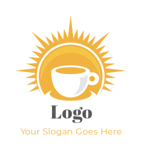 restaurant logo icon coffee cup inside abstract sun - logodesign.net