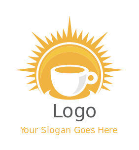 restaurant logo icon coffee cup inside abstract sun - logodesign.net