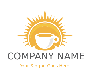 restaurant logo icon coffee cup inside abstract sun - logodesign.net