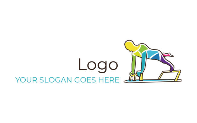 color person in Pilates pose on equipment logo creator