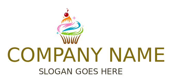 bakery logo colorful cupcake with cherry