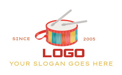 entertainment logo colorful drum with drumsticks