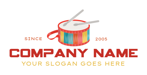 entertainment logo colorful drum with drumsticks