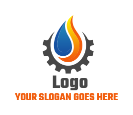 energy logo icon gear with colorful flame gas