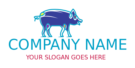 animal farm logo template colorful line art pig