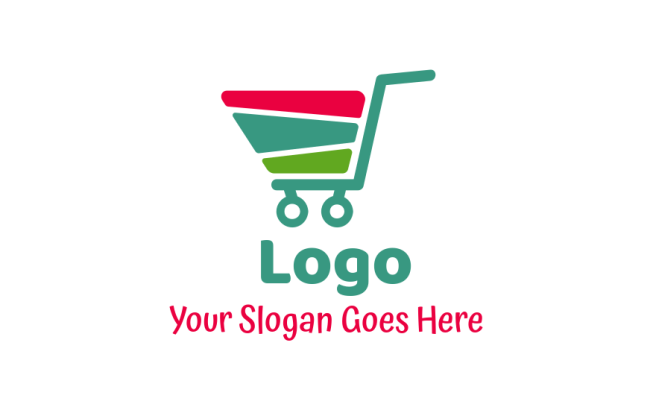 logistics logo colorful supermarket cart