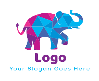 animal logo maker elephant in colorful mosaic 