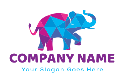 animal logo maker elephant in colorful mosaic 