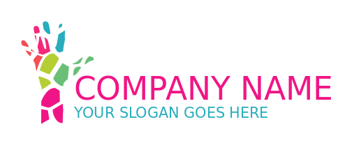 childcare logo colorful mosaic paint on hand