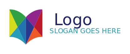 education logo icon colorful polygon open book