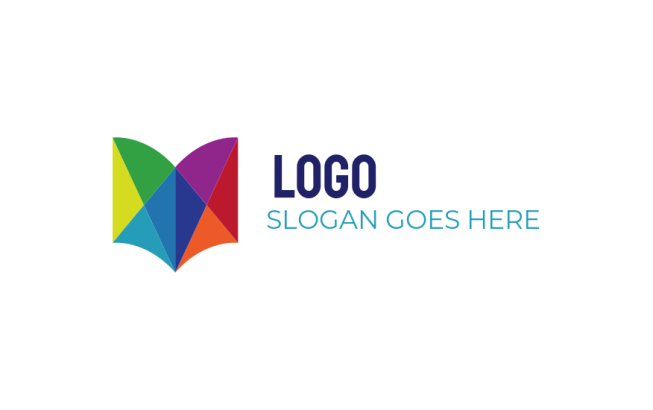 education logo icon colorful polygon open book