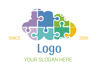 arts logo colorful puzzle mosaic in cloud shape
