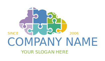 arts logo colorful puzzle mosaic in cloud shape