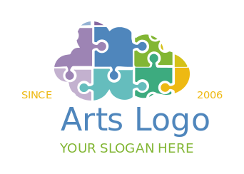 arts logo colorful puzzle mosaic in cloud shape