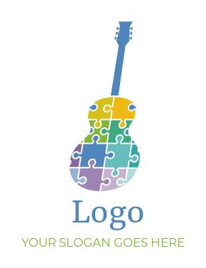 music class logo puzzles forming guitar