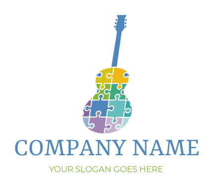 music class logo puzzles forming guitar