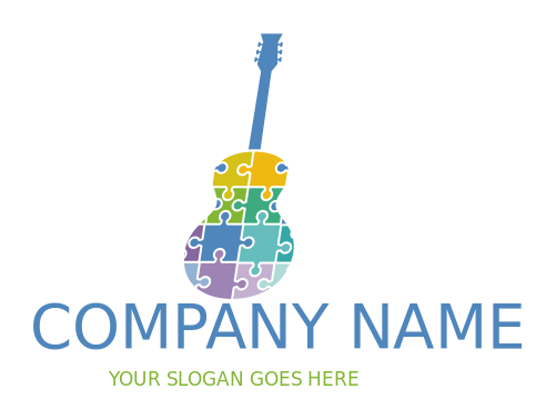 music class logo puzzles forming guitar