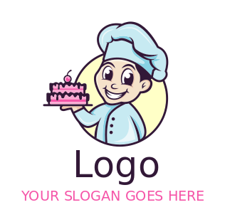 restaurant logo confectioner smiling with cake