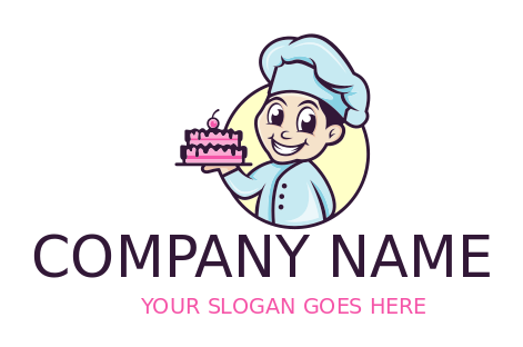 restaurant logo confectioner smiling with cake