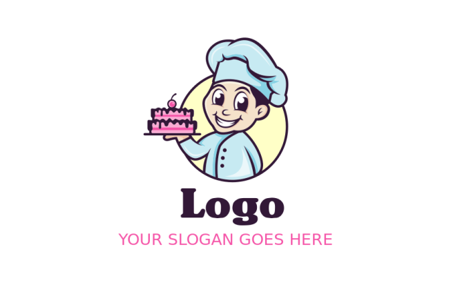 confectioner smiling holding cake in circle