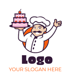 restaurant logo confectioner waving with cake