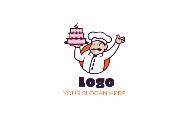 confectioner waving holding cake in circle
