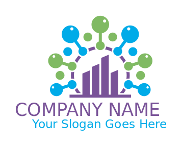 connection molecules with bar graph 
