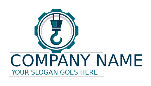 construction logo icon crane hook inside gear