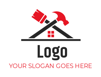home improvement logo tools in roof | Logo Template by LogoDesign.Net