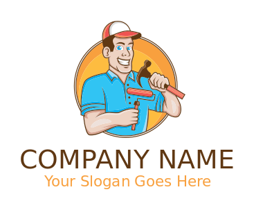 construction worker with hammer and paint brush 