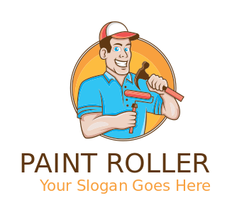 construction worker with hammer and paint brush