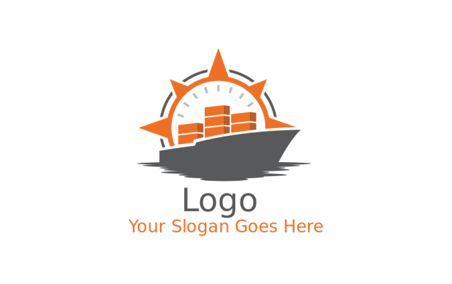 make a logistics logo container ship in compass | Logo Template by ...