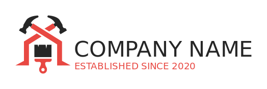 construction logo brush and criss cross hammers