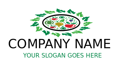 restaurant logo cooking ingredients in circle