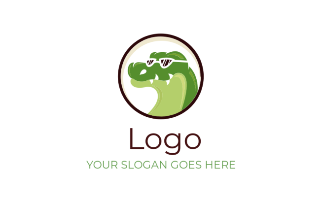cool alligator with sunglasses in circle logo template